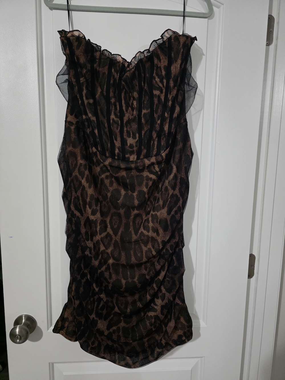 Leopard Print Midi Dress in Brown and Black